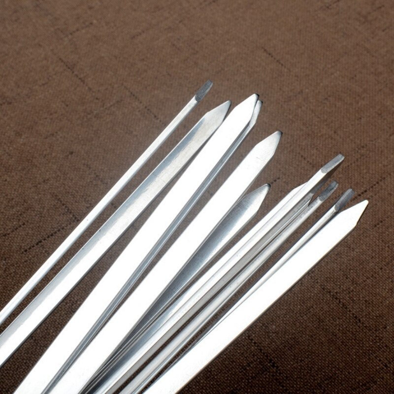 12pcs BBQ Barbecue Skewers Stainless Steel Grill Needles Kabob Sticks with Bag