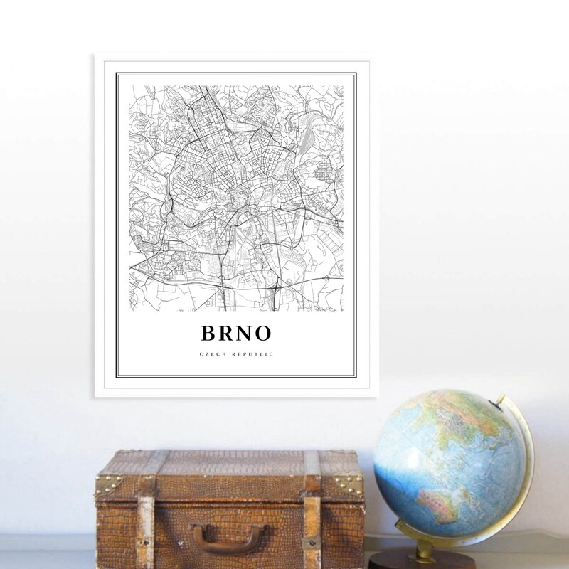 Czarny biały ostrawa i ostrawa czechy mapa miasta plakat na płótnie czechy drukowany obraz ścienny Nordic ozdobny obraz Home Decor