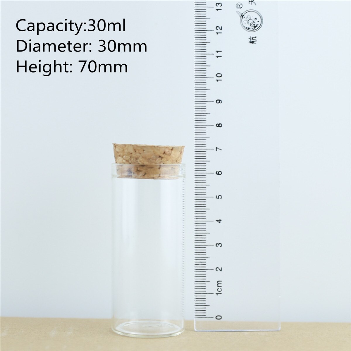 24pcs/Lot Tiny Cork In Vitro Thick Glass Bottles Wishing Bottle Glass Cork Stopper Jars Storage Souvenir Container: 30ml