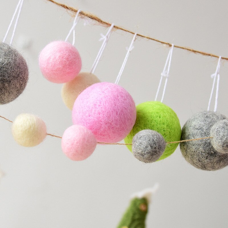 4CM 3 pz/lotto lana feltro palle rotonde lana feltro palle con corda Pom Poms colori misti artigianato materiali