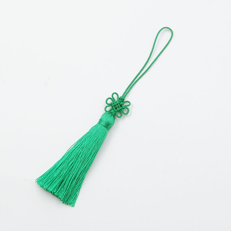 Pompon à franges U disque 5 pièces | Nœuds chinois lisses, pendentif bricolage artisanal, signet garniture de gland rideaux, décor glands ruban: Green tassls