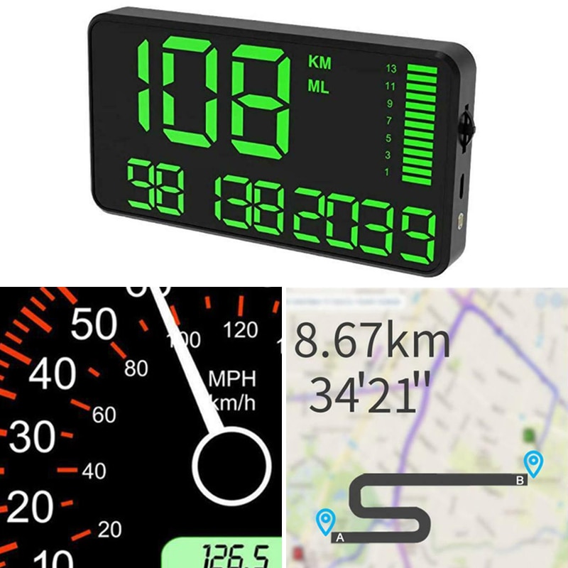 1pc C90 GPS HUD Speedometer Black 130*72*18mm DC5V HUD Head-up Display Device Speed Warning Accessories Parts For Cars