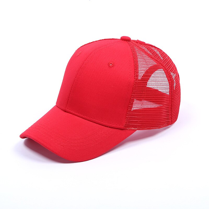 Tennis Cap Women Sport Hat Summer Messy Bun Mesh Hats Adjustable Sport Running Cycling Caps for: Red