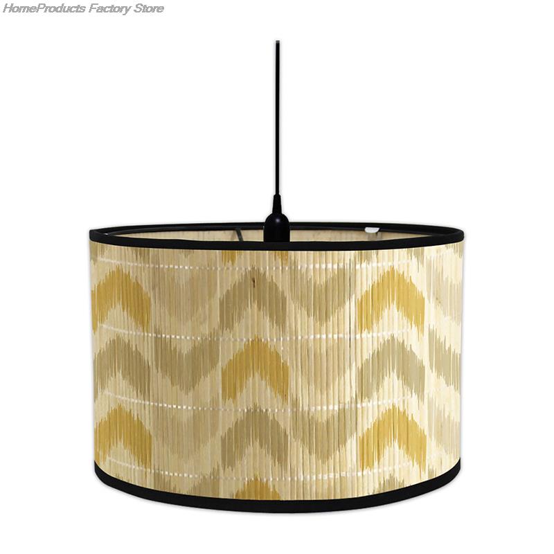 Lustre en bambou de style européen, abat-jour d'art de style japonais rétro, salon, zones d'ombre lumineuse, décor de lampe, couvercle