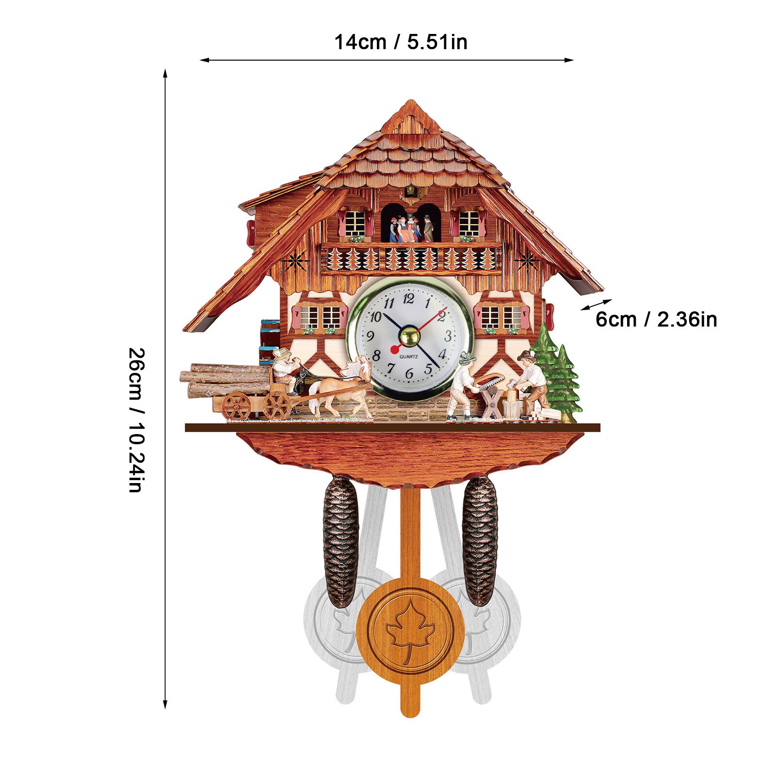 40# Antique Wooden Cuckoo Wall Clock Digital Bird Time Bell Swing Alarm Watch Wall Clock Home Art Decoration