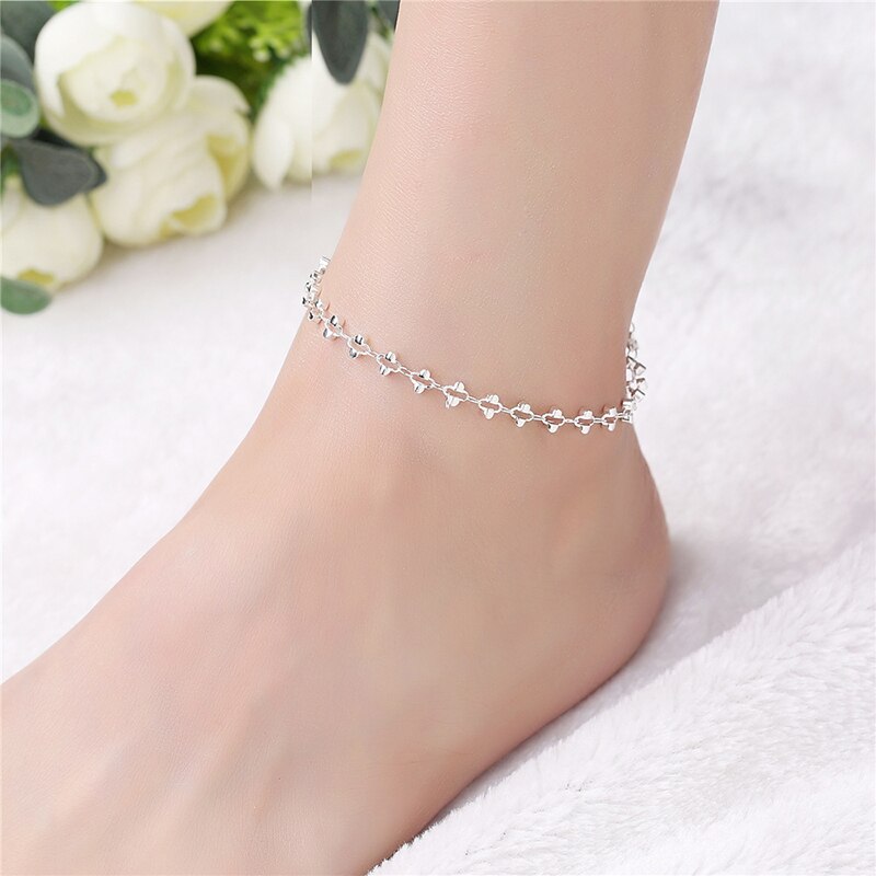 Tobillera de cadena de tejido trenzado para mujer, pulsera de plata 925, joyería para el pie, LB001: LB096
