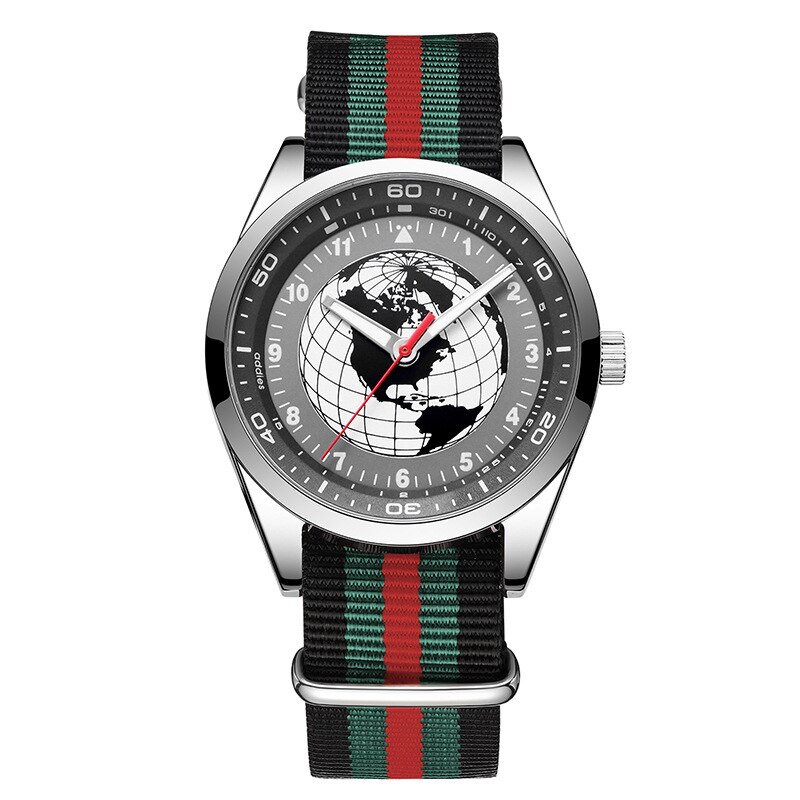 Addiesdive zegarek indywidualny modny styl Retro Pilot nylonowy pasek mineralny lustro stop 40mm Dial kwarcowy zegarek dla mężczyzn: silver type 5