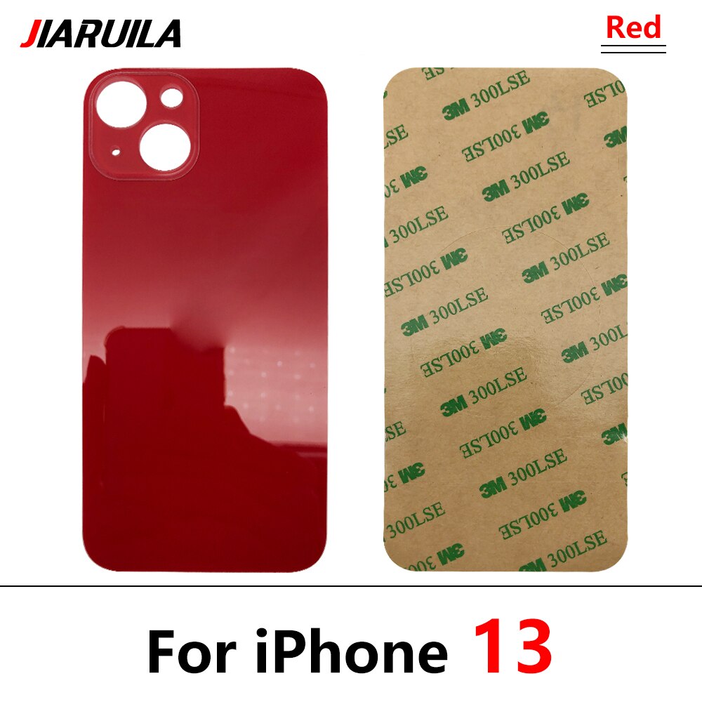 Big Hole powrót bateria drzwi tylna pokrywa szklana pokrywa baterii Case z klejem zamiennik dla iPhone 13 Pro Max: For iPhone 13 Red