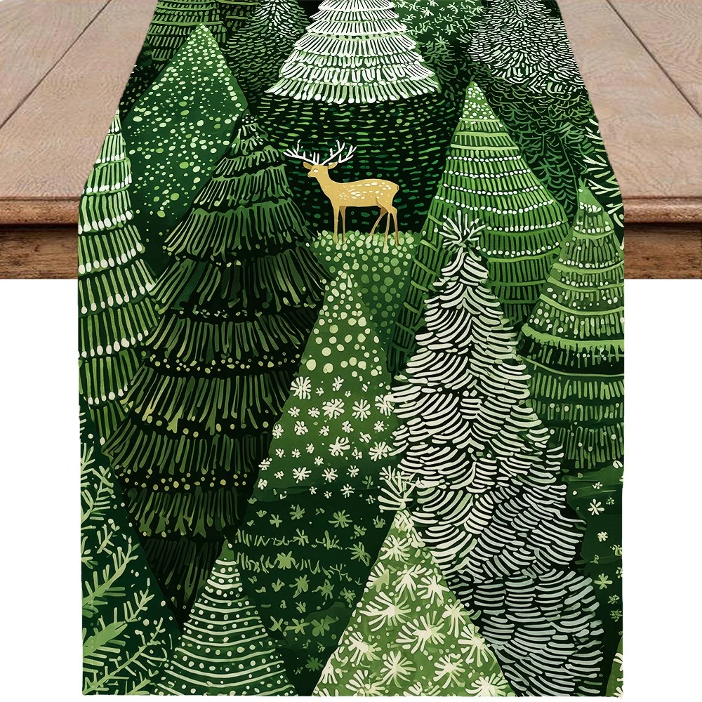 Grön skog jul mönster dekoration bord banner bordsdekoration hem kök restaurang festdekoration