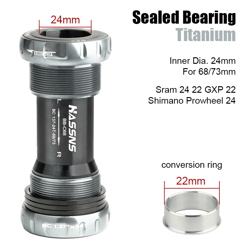 HASSNS Central Movement Bicycle Bottom Bracket Mtb Hollowtech Central Movement Mountain Bike Ceramics BB For Integrated Crankset: Light Grey