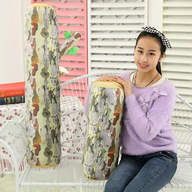 1pcs Soft Log cushion Gentle touch Tree Trunk Stuffed Doll Long Wood Log Bed Sleep grain stump Nap Pillow Kids