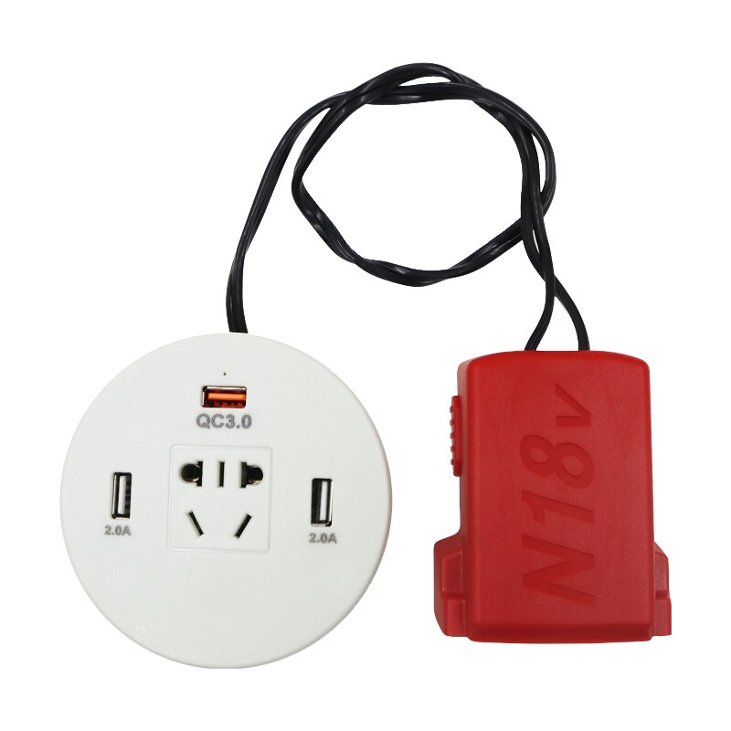 60W Power Inverter DC to AC 220V USB Mobile Phone Charger For Milwaukee 20V 18V 2.0A QC3.0 Li-ion Battery M18 Power Bank