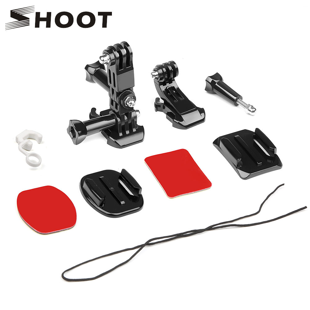 SHOOT Action Camera Accessories Set For GoPro Hero 8 7 5 4 Xiaomi Yi 4K SJCAM SJ4000 H9 Chest Strap Base Mount Go Pro Helmet Kit