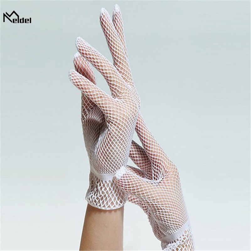 Guantes de novia de rejilla de , bonitos guantes de boda blancos con cuentas para novia, accesorios de boda