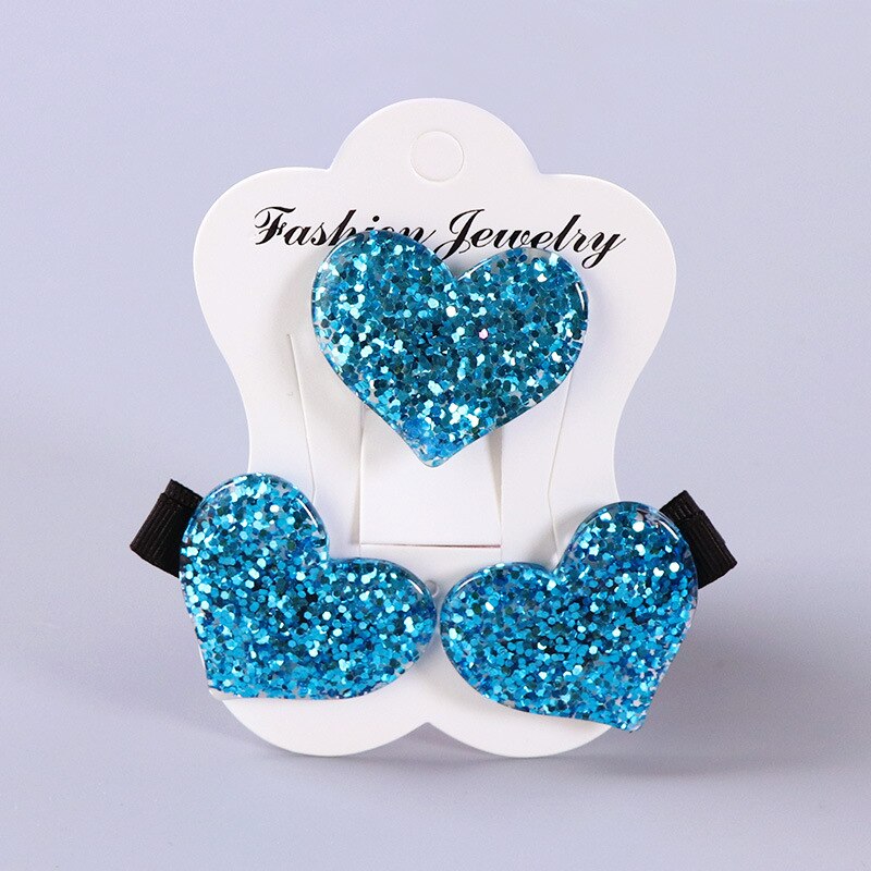 3 unids/set de diadema para niños, banda elástica para el cabello con corazón de amor acrílico, pinzas de seguridad para el cabello, bonito para niñas, accesorios para el cabello para niños