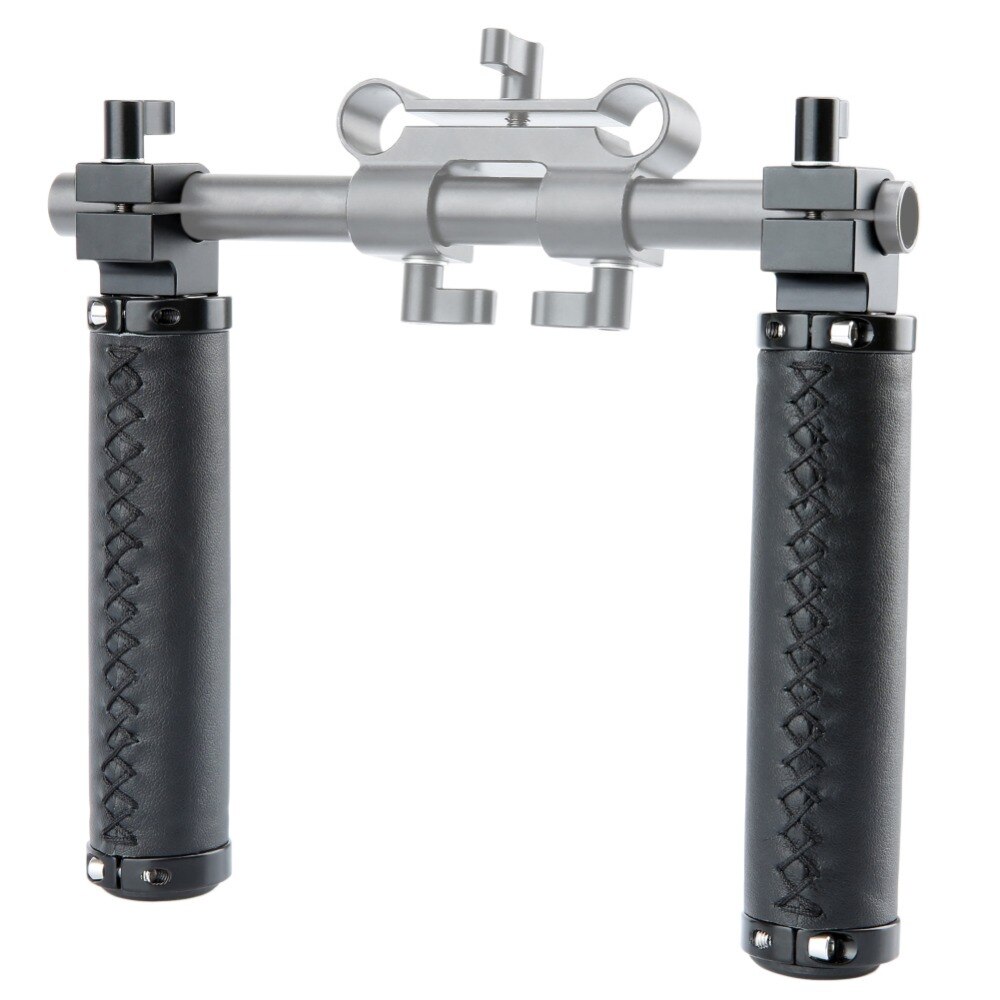 NICEYRIG DSLR Shoulder Rig 15mm Rod Grip Leather Handle 15mm Rod Clamp Camera Rig DSLR Shoulder Rig Video Shooting Hand Grip