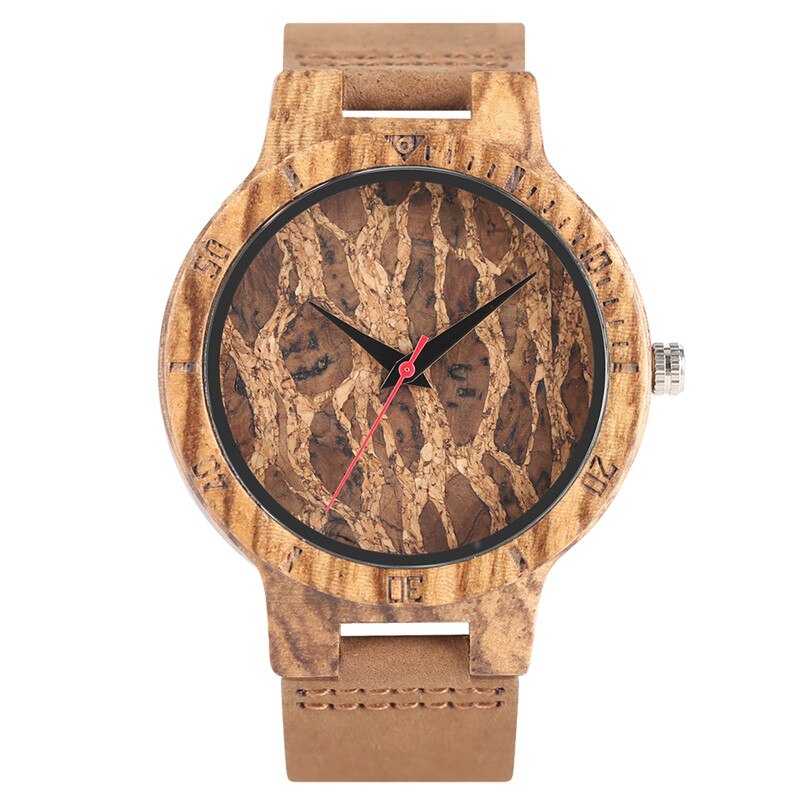 Reloj de madera natural con esfera de corcho de cerveza hecho a mano, reloj de pulsera de cuarzo Deco novedoso, para fanáticos del vino, masculino: Brown Strap 1