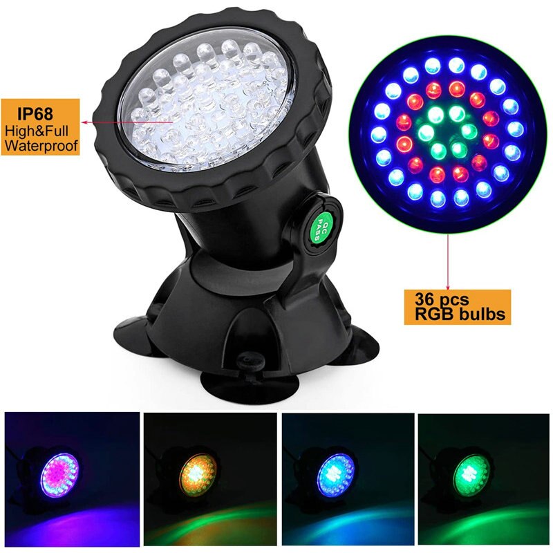RGB LED Underwater Lights IP68 Waterproof Aquarium Lamp Landscape Spot light for Swimming Pool Tank Fountains Pond Garden 2022