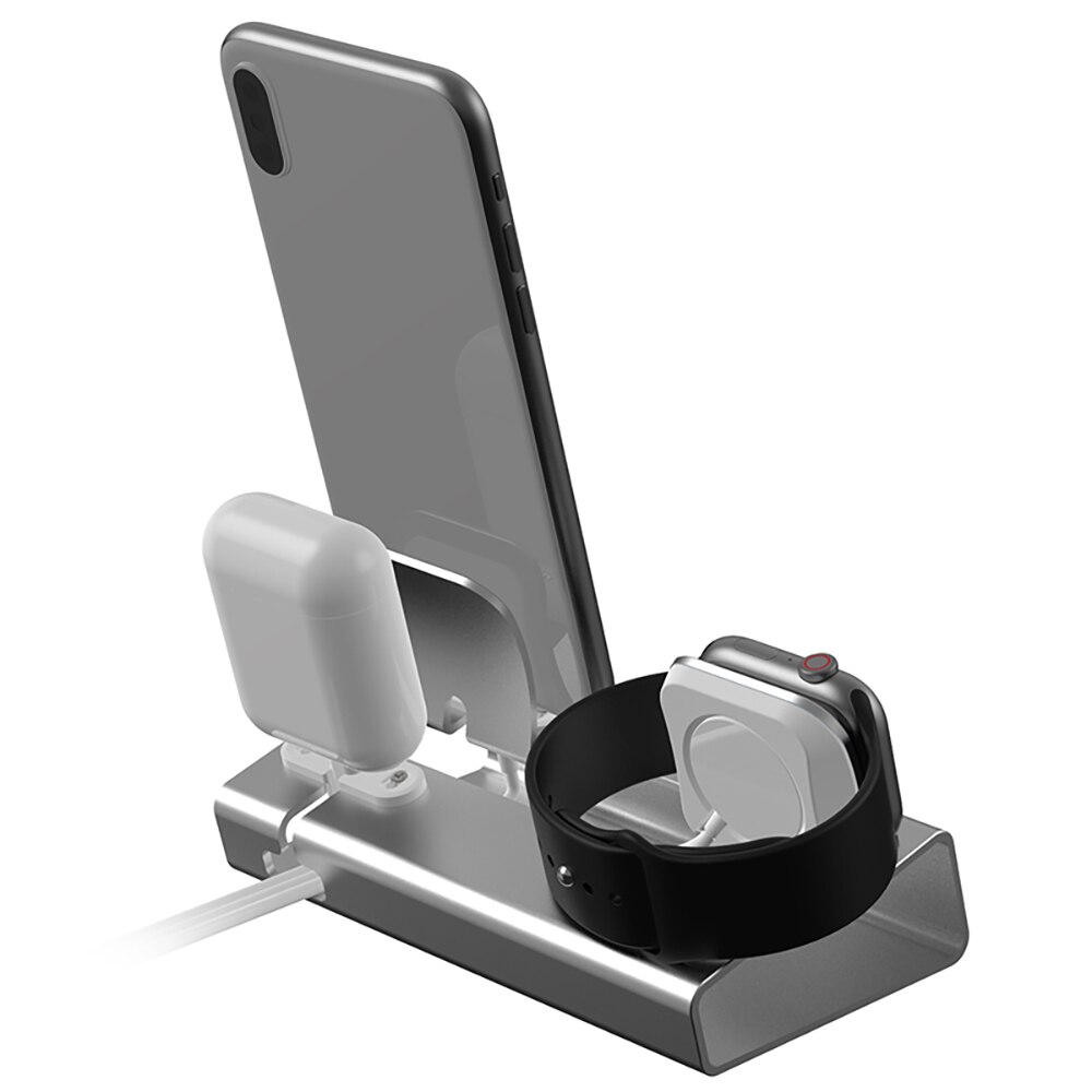Aluminium 3 In 1 Opladen Dock Voor Airpods Oplader Houder Voor Iwatch Stand Station Voor Iphone 12 Pro Mini 11 xr Xs Max 8 7