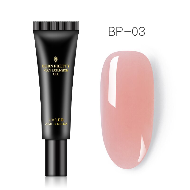 Geboren Pretty Poly Uv Gel Voor Builder Nail Gel Extension 20 Ml Wit Clear Glitterly Temperatuur Kleur Veranderende Quick Extension gel: BP-03