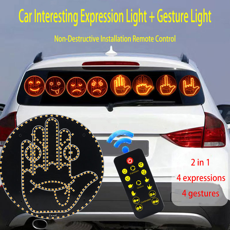 Iluminación Led con Control remoto de expresión de coche, accesorios de luz de Palma, gesto de dedo medio