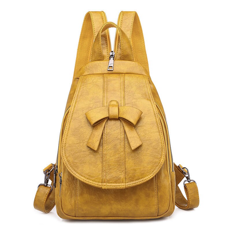 Mochila para mujer, de piel encerada, multifunción, con lazo, para mujer, pecho, hombro, bolsa de viaje para mujer, Mochila para chica adolescente