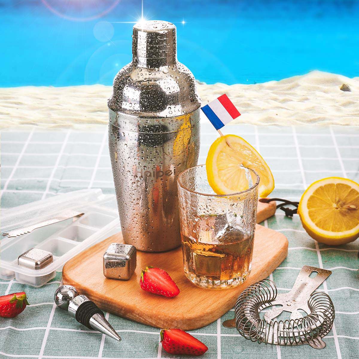 550ML Stainless Steel Cocktail Shaker Bar Set Barware Set Mojito Wine Martini Boston Shaker Mixer Maker Muddler Bartender Tools