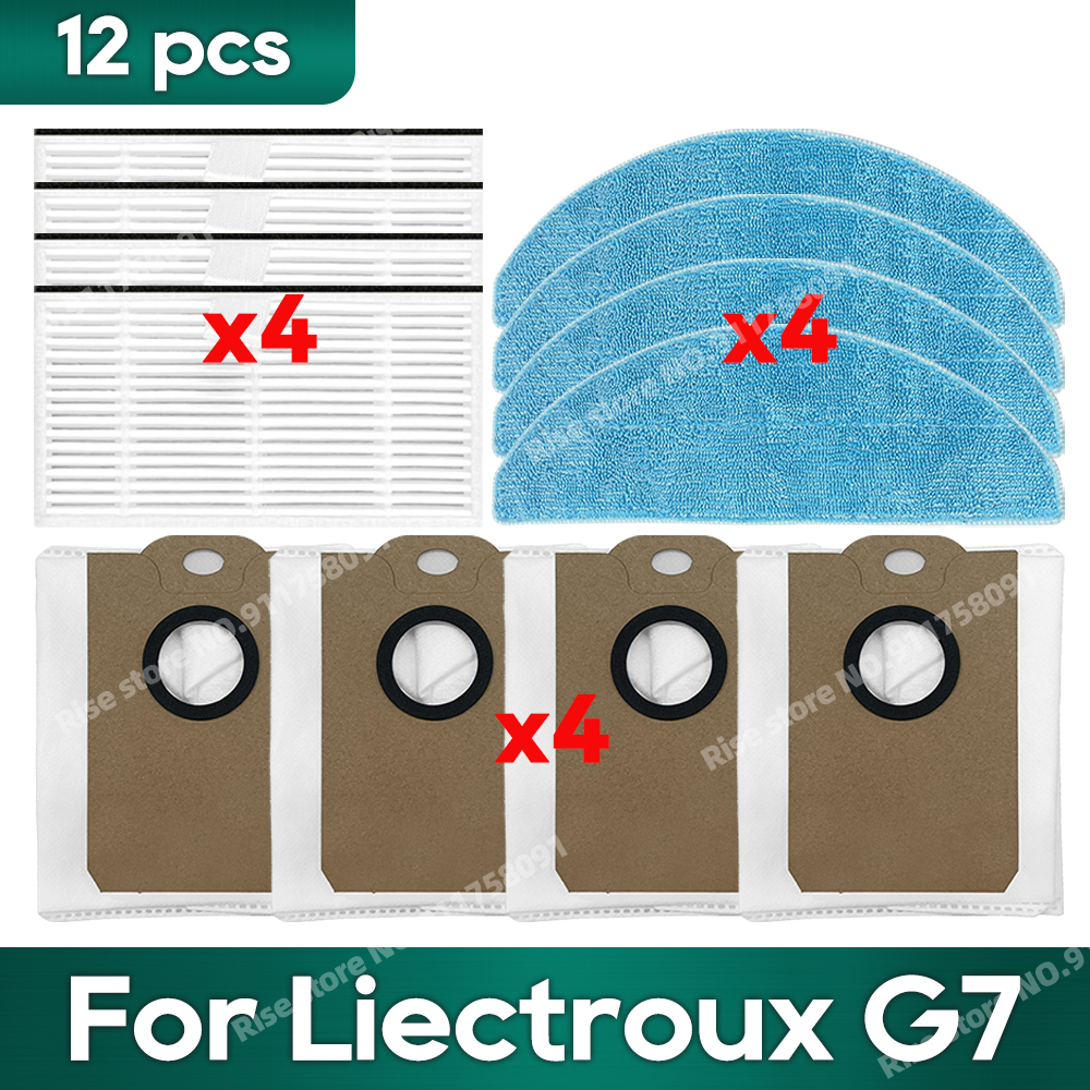 Accesorios compatibles con LIECTROUX G7, filtro Hepa, bolsa de polvo, piezas de repuesto, paño para mopa: Gris claro