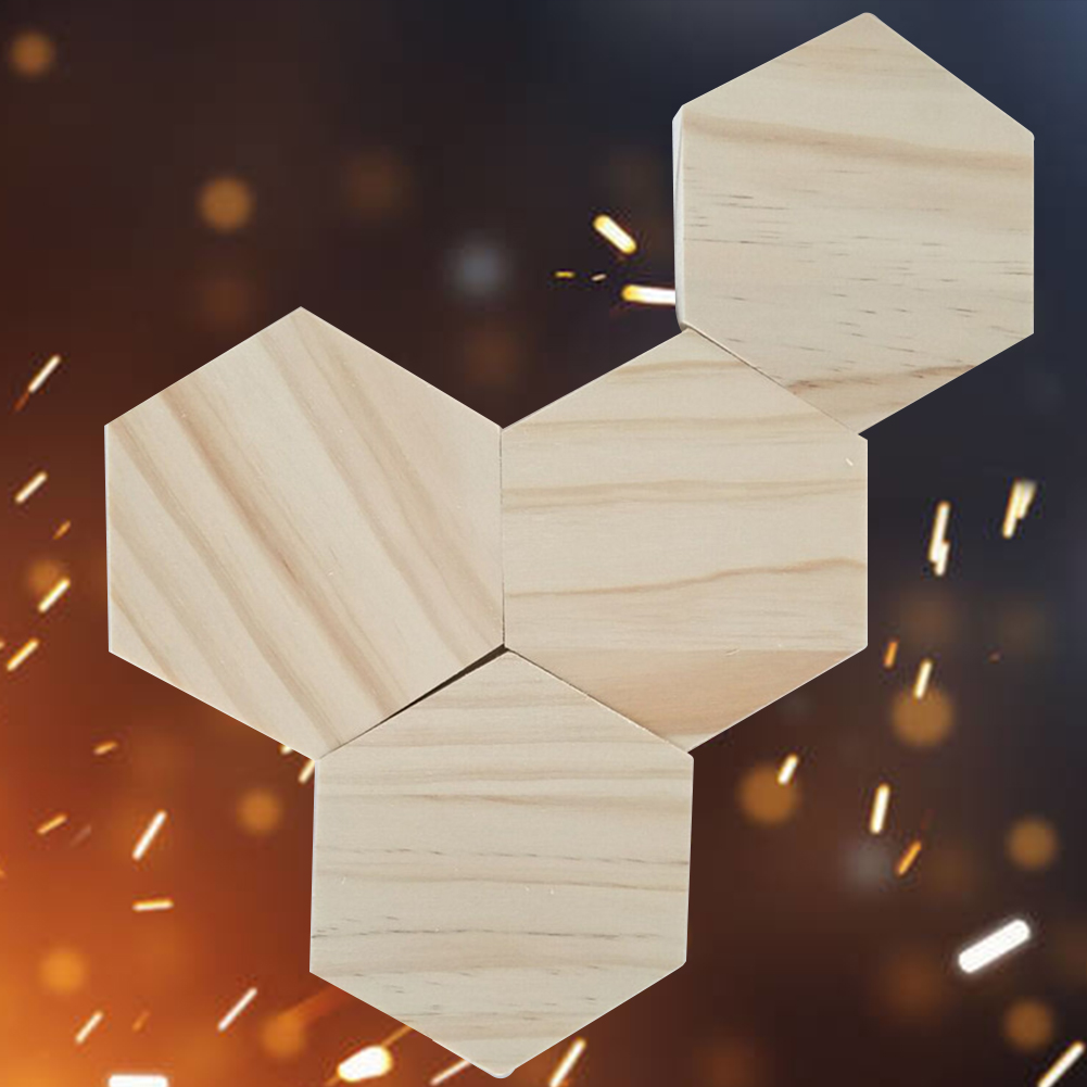 25 Stks/set Gepolijst Wedding Photo Props Hexagon Diy Hand Schilderen Lege Hanger Schrijven Houten Plakjes Naam Tags Onderzetters Party