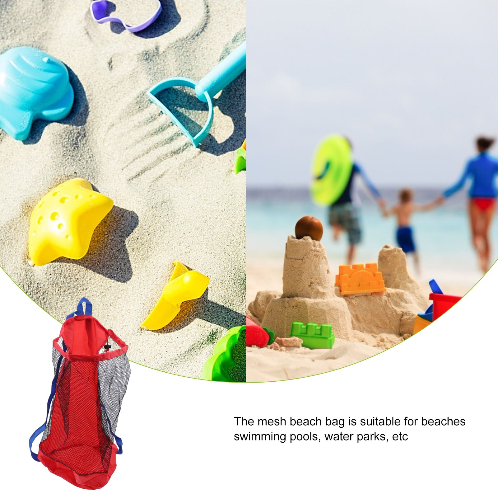 Mochila para playa de malla de juguete para niños, bolsa de almacenamiento de playa para viajes al aire libre, Plegable, portátil