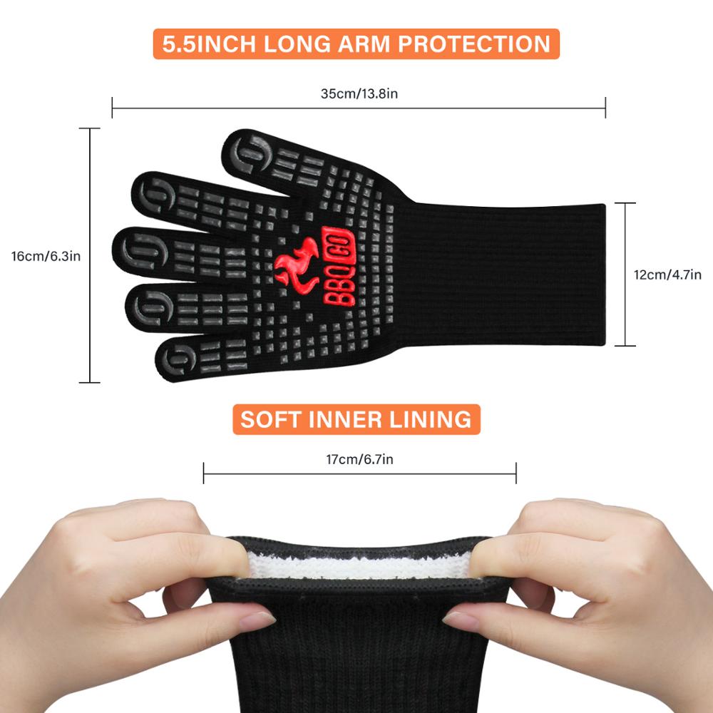 Inkbird 1472℉ Extreme Heat Resistant Grilling Gloves Aramid fabric Non-Slip Silicone Insulated Grill Mitts Baking