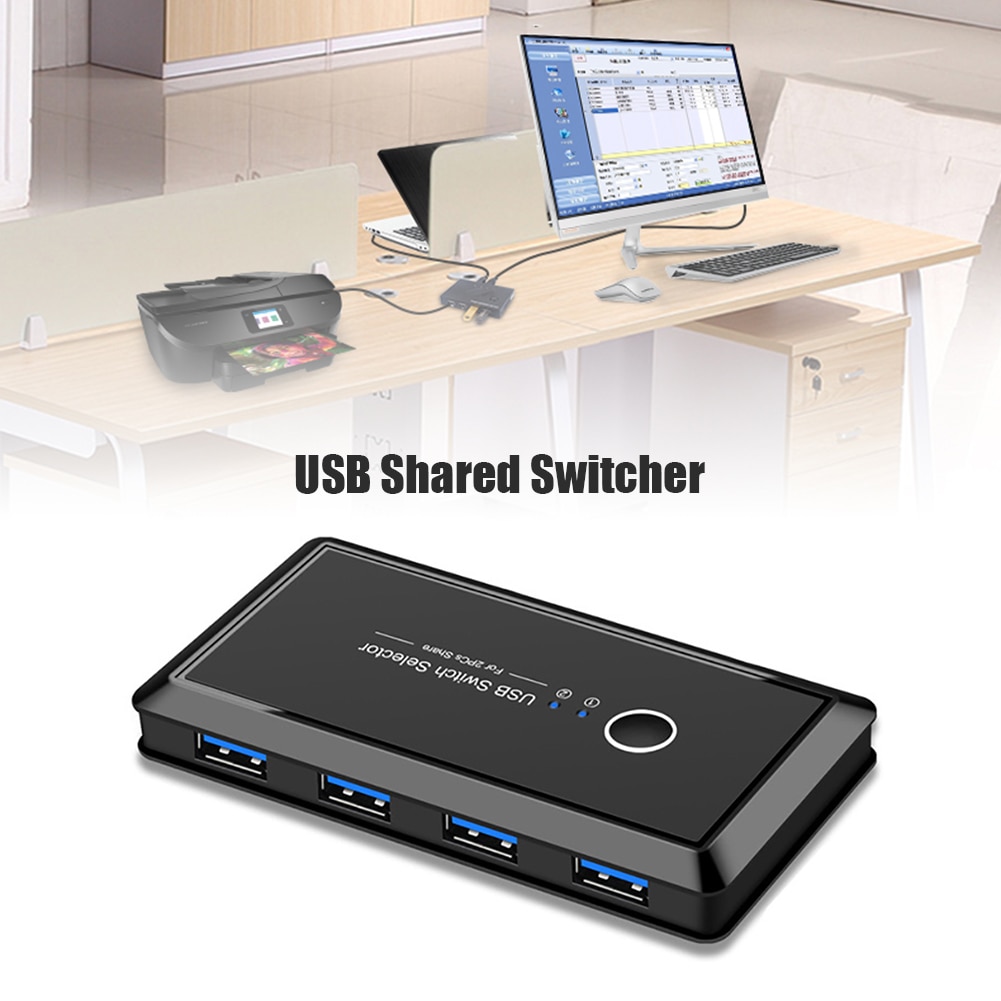 USB 3.0 KVM Switch Box 2 PCs Sharing 4 Devices USB Switcher for Keyboard Mouse Printer Monitor PC Computer Supplies