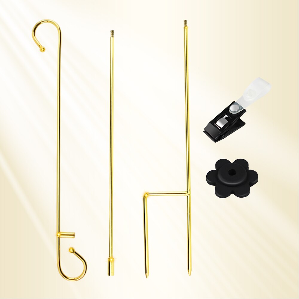 2 Pack Tuin Vlag Stand Banner Vlaggenmast, Golden Smeedijzeren Yard Tuin Vlag Pole, met Tijger Clip En Lente Stoppers