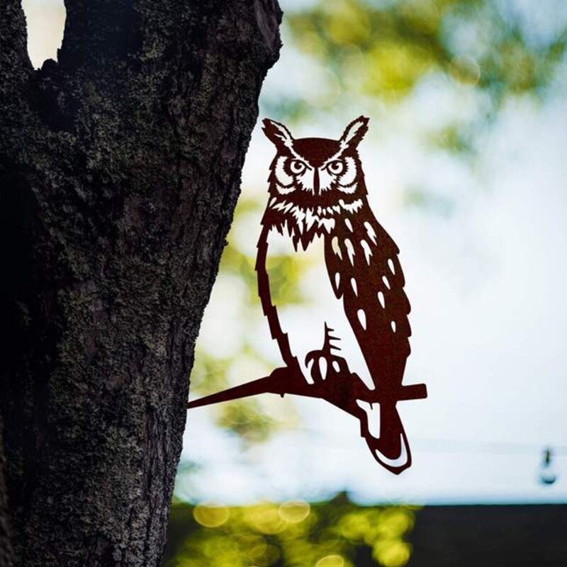 Yard Art Tree Bird Owl Animal Art Garden Metal Tree Stainless Steel Art Metal N7MD