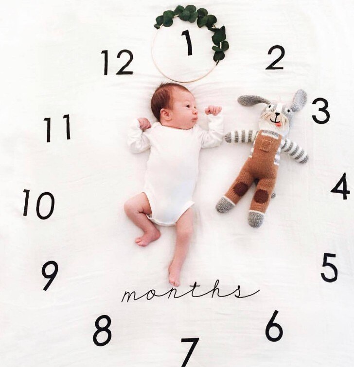 Kleinkind Baby Meilenstein Decke DIY Foto Fotografie Requisiten Neugeborenen Blume knapp Gedruckt Monatlichen Wachstum Decken Hintergrund Tuch