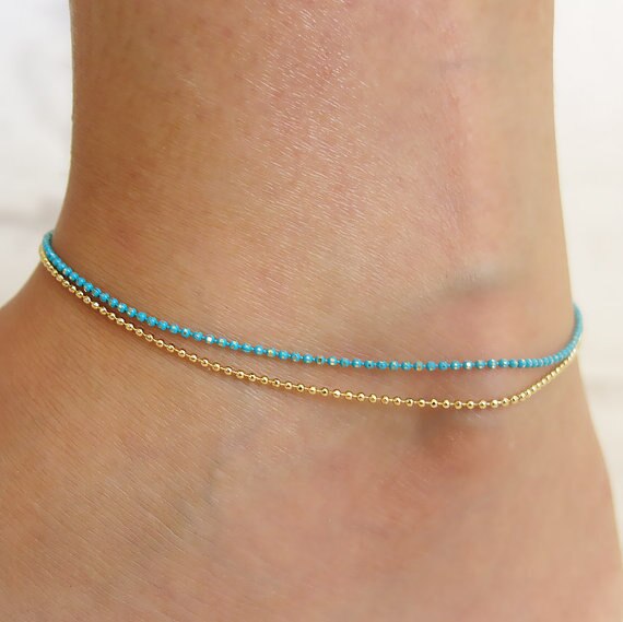 Kleurrijke Kristallen Kraal Enkelbandje Voor Vrouwen Strand Sexy Goud Kleur Voet Ketting Op De Been Mode Enkelband sieraden: green gold