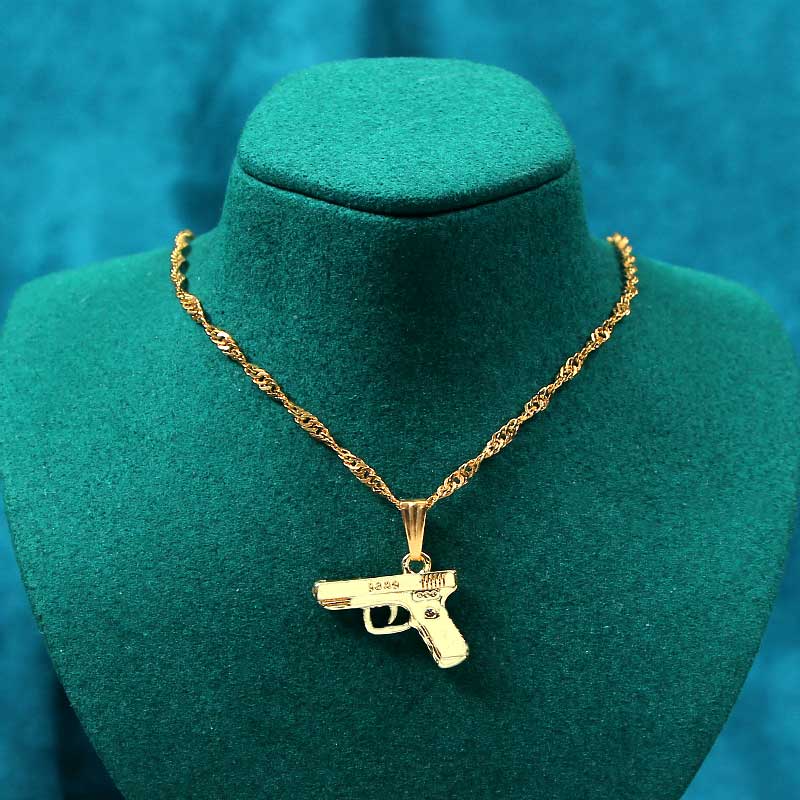 Pistola personalità Del Pendente Della Collana Per Le Donne Punk Antico Arma di Colore Dell&#39;oro Della Lega Catene Collana Girocollo Punk Dei Monili Regali