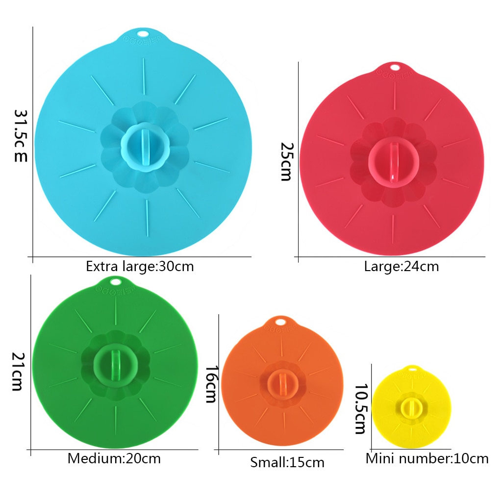 Set  of 5 återanvändbara silikon mikrovågsskål lock kokkärl pan lock lock-silikon mat inpackning verktyg köksredskap universal