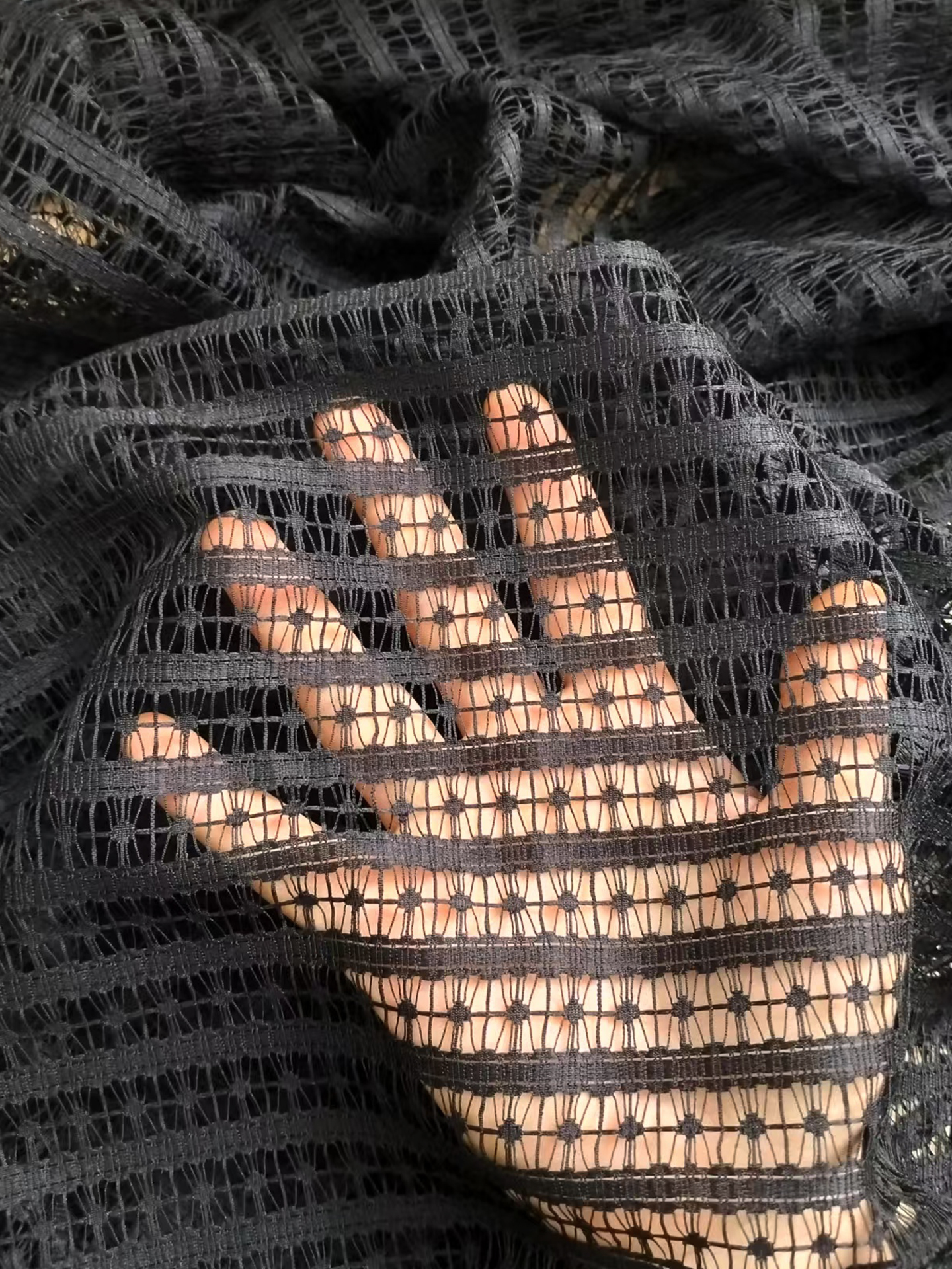 Cortina de renda de malha preta, vestido de casamento, fundo fotográfico, toalha de mesa de jantar, material de roupas para decoração de casa: L / Preto