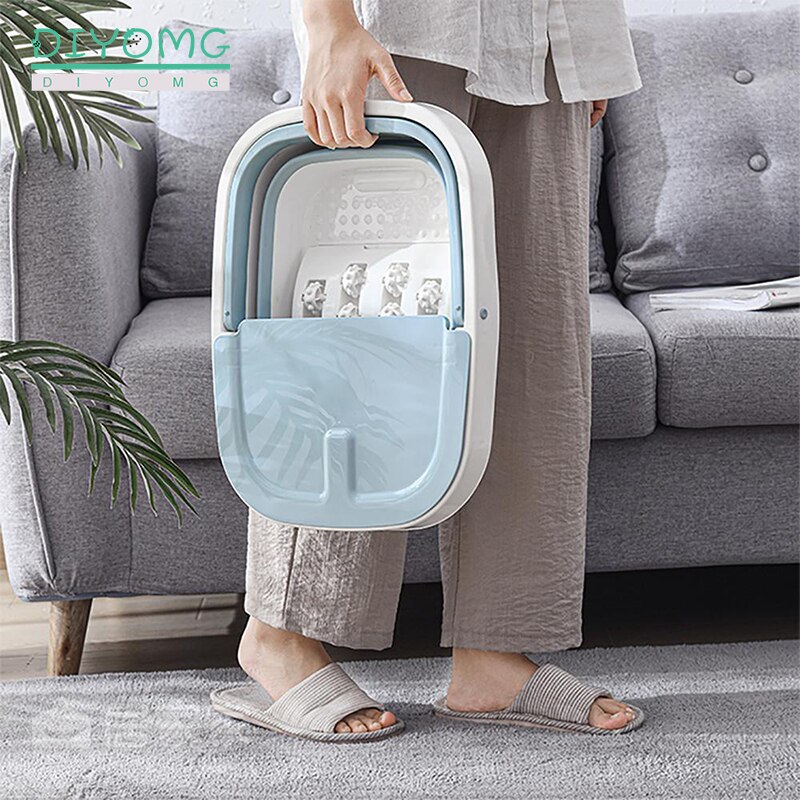 Folding Plastic Bucket Footbath Spa Foot Bath Bucket Basin Sauna Soaking Foaming Massage Bucket Storage Bucket Basket Container