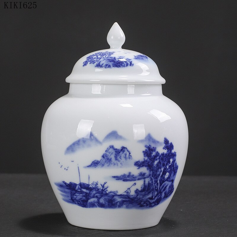 thumbnail image 2 of Beautiful Hand-painted Blue And White Porcelain Vase And Jar Set. It's A Lovely Example Of Fine China, With A Traditional Flower Design. 2 of 6