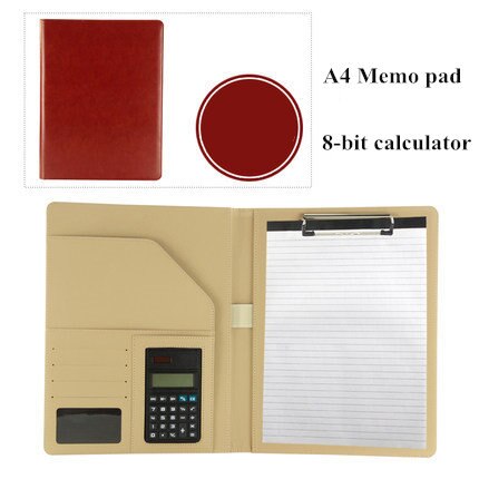 A4 Manager File Folder with Calculator Memo Pad Conference Document Bag Business Organizer Briefcase School Office Stationery: B Brown