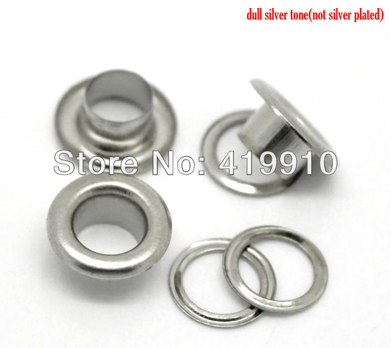 -500 Sets Silver Tone Shoe Shoelace Eyelets 8mmx4mm 7mm( 3/8"x 1/8") J1741