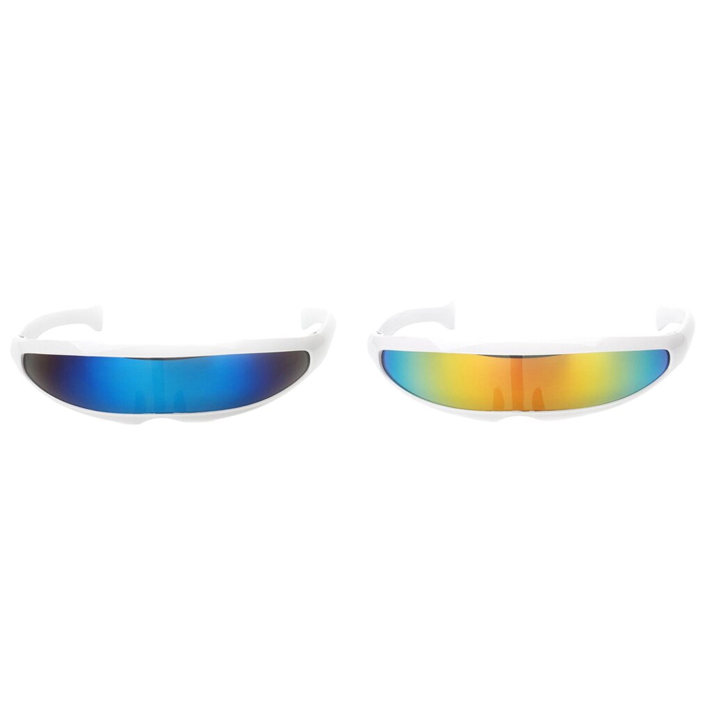 2 stücke Futuristischen Gespiegelt Objektiv Schmale Zyklop Sonnenbrille Brillen Gläser Kostüm Requisiten