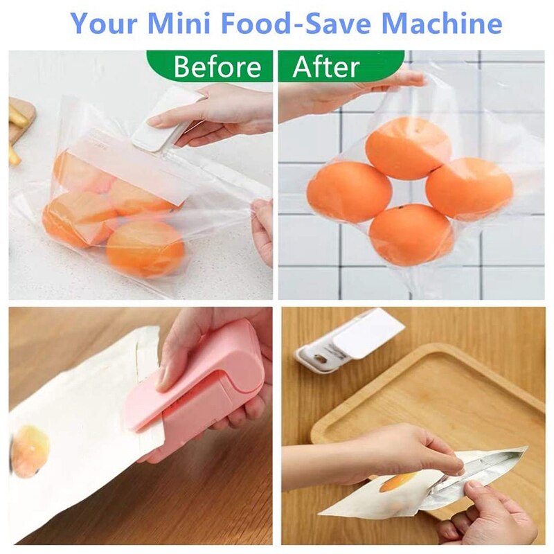 Warmte Zak Sealer, naadlasmachines Mini Warmte Sealer Machine Voor Voedsel Saver Storage Snack Verse Handheld (2 Pack)