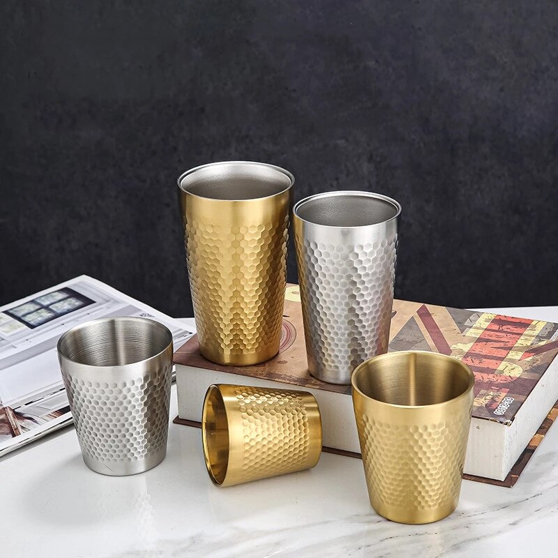Insulation Anti-scalding Stainless Steel Cups Unbreakable Metal Drinking Beer Coffee Tea Cup Home Outdoor Activities BPA Free