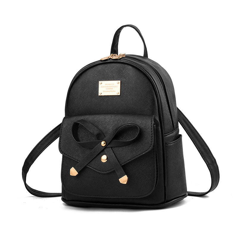 Sac à dos femme Version coréenne du collège vent sac à dos PU cuir mignon étudiant sac mignon sac à dos femmes ZF10089: Black