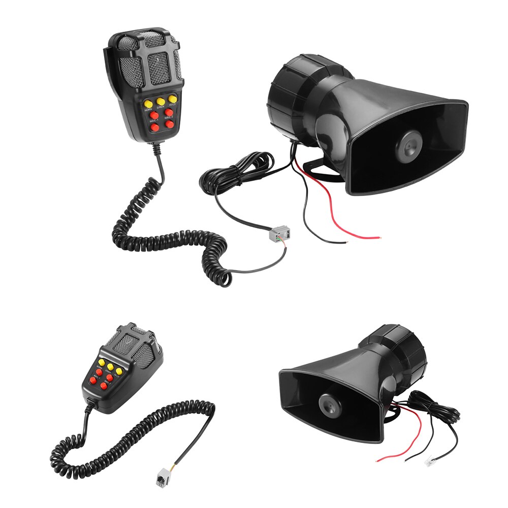 1pcs 12V 100W Tone Sound Car Emergency Siren Black Car Siren Horn Mic System Emergency Amplifier Hooter PA Speaker