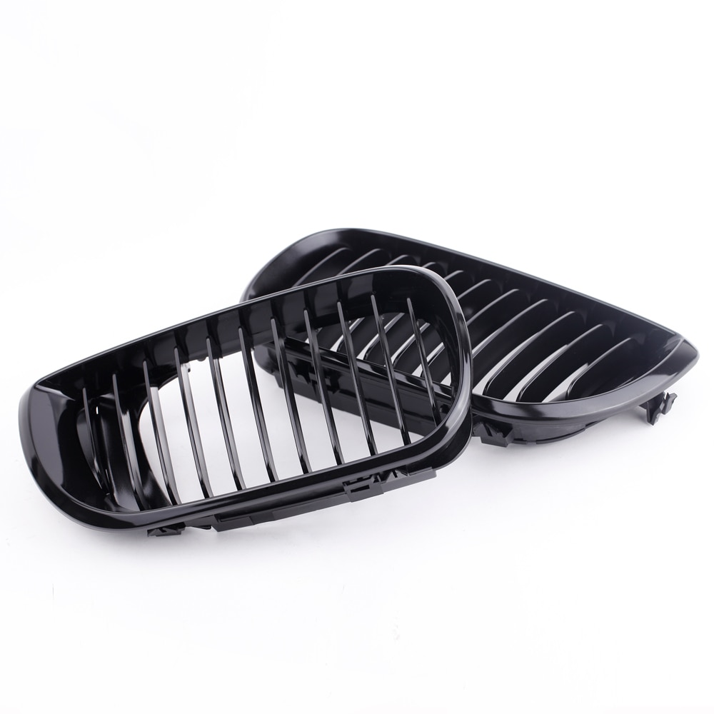 Accesorios de coche 2 uds parrilla delantera de coche brillo negro riñón Parrilla delantera para BMW E46 3 serie 4 puerta 2002-2005