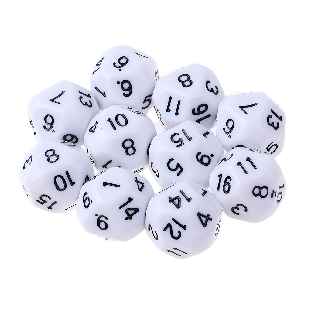 16-Sided D16 Acrylic Dices Table Game Accessory Toys for DND MTG TRPG 10Pcs